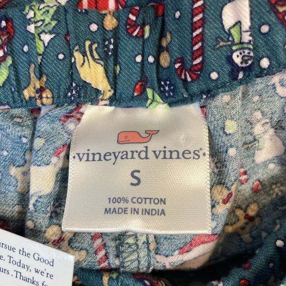 NWT Vineyard Vines Mens Small Christmas Pajama Pants Deep Juniper Whales Trees - Picture 5 of 7